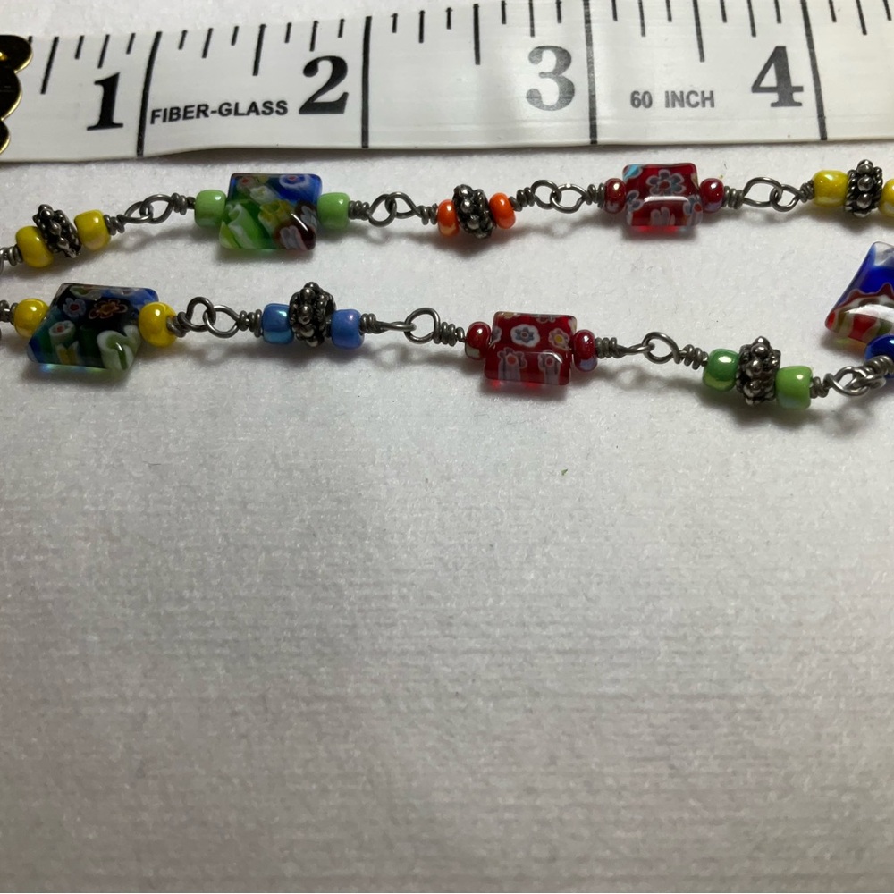 Millefiori flowered color beads bracelet